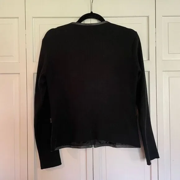 Escapade 100% leather knit moto style jacket small - Picture 7 of 10